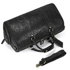 Genuine Cowhide Leather Travel Duffle Bag Men’s Weekend Bag Shoe Pocket - VacationGrabs