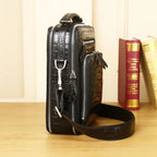 Men's Genuine Leather Alligator-Pattern Shoulder Satchel – Vintage Bag with Tablet Pocket