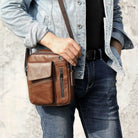 Genuine Leather Men's Shoulder Bag - VacationGrabs