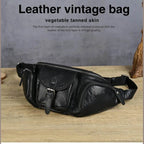 Big Size Leather Chest Bag Waist Pouch Real Cowhide Crossbody - VacationGrabs