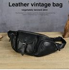 Genuine Leather Chest Sling Bag for Men – Vintage Style