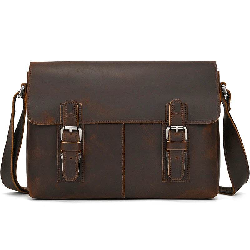 Genuine Leather Shoulder Bag – Retro Men's Crossbody with Handle - VacationGrabs