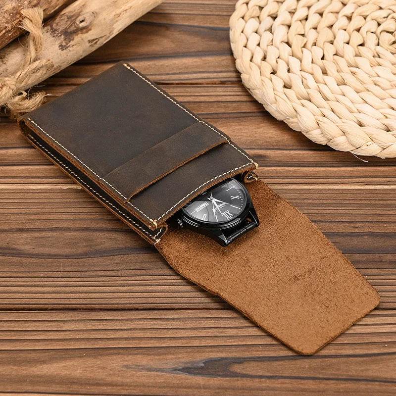 Chic Vintage Leather Watch Storage Case Organizer for Display & Travel - VacationGrabs