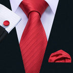 Red Plaid Silk Tie Set for Men - VacationGrabs