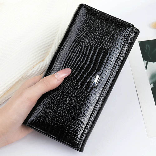 Genuine Leather Long Wallet for Women Clutch Purse Card Holder - VacationGrabs