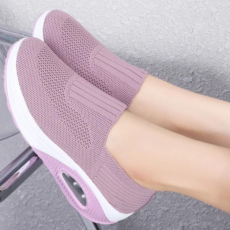 Women's Shoes - Sneakers Women's Breathable Vulcanized Sneakers Platform Flat Walking Sneakers