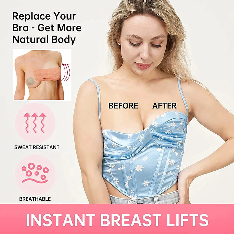 Adhesive Breast Lift Tape - Invisible Push-Up Boob Tape Set