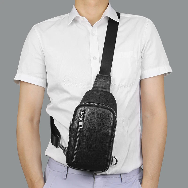 Genuine Leather Small Sling Bag Backpack for Men Travel Outdoor Hunting Hiking Camping