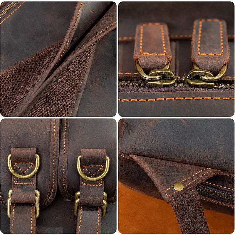 Men's Genuine Leather Travel Laptop Backpack Designer Bag - VacationGrabs