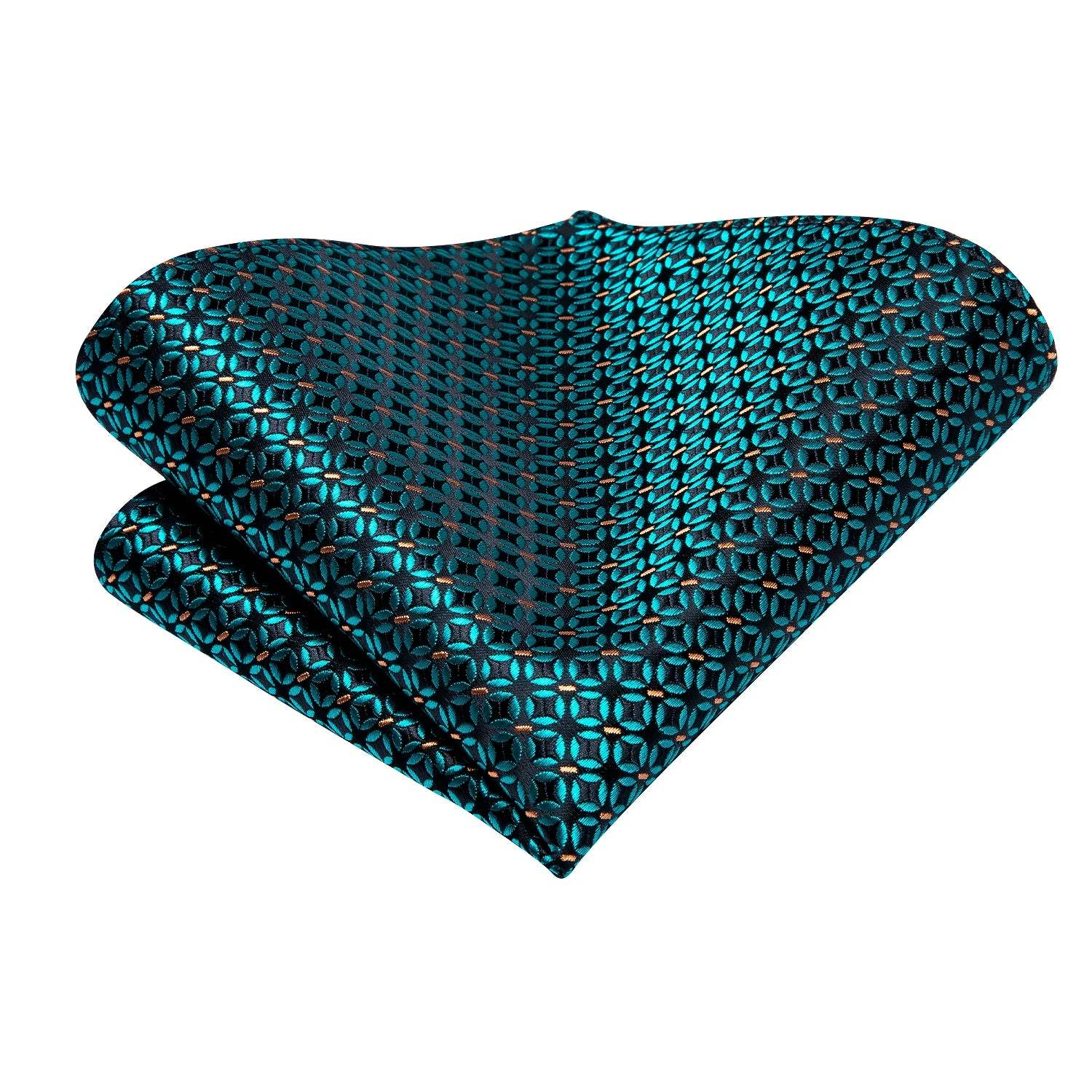 Teal Blue Dot Stripe Silk Tie Set for Men - VacationGrabs