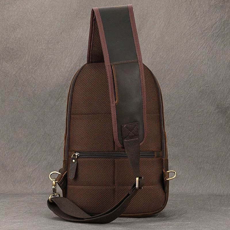 Large Size Leather Chest Bag for Men Crossbody Outdoor Sling - VacationGrabs
