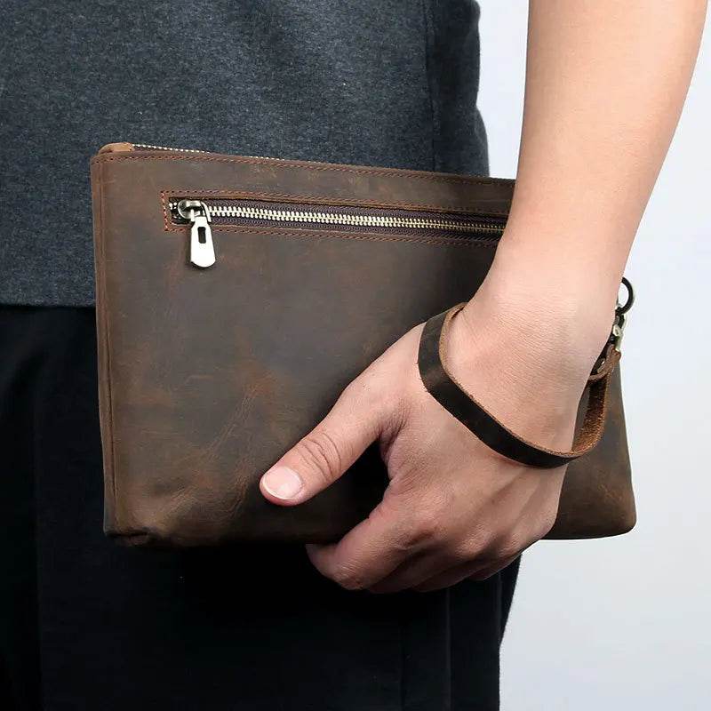 Cool Fashion Leather Clutch Wallet for Evening Party Zippered Large Purse - VacationGrabs