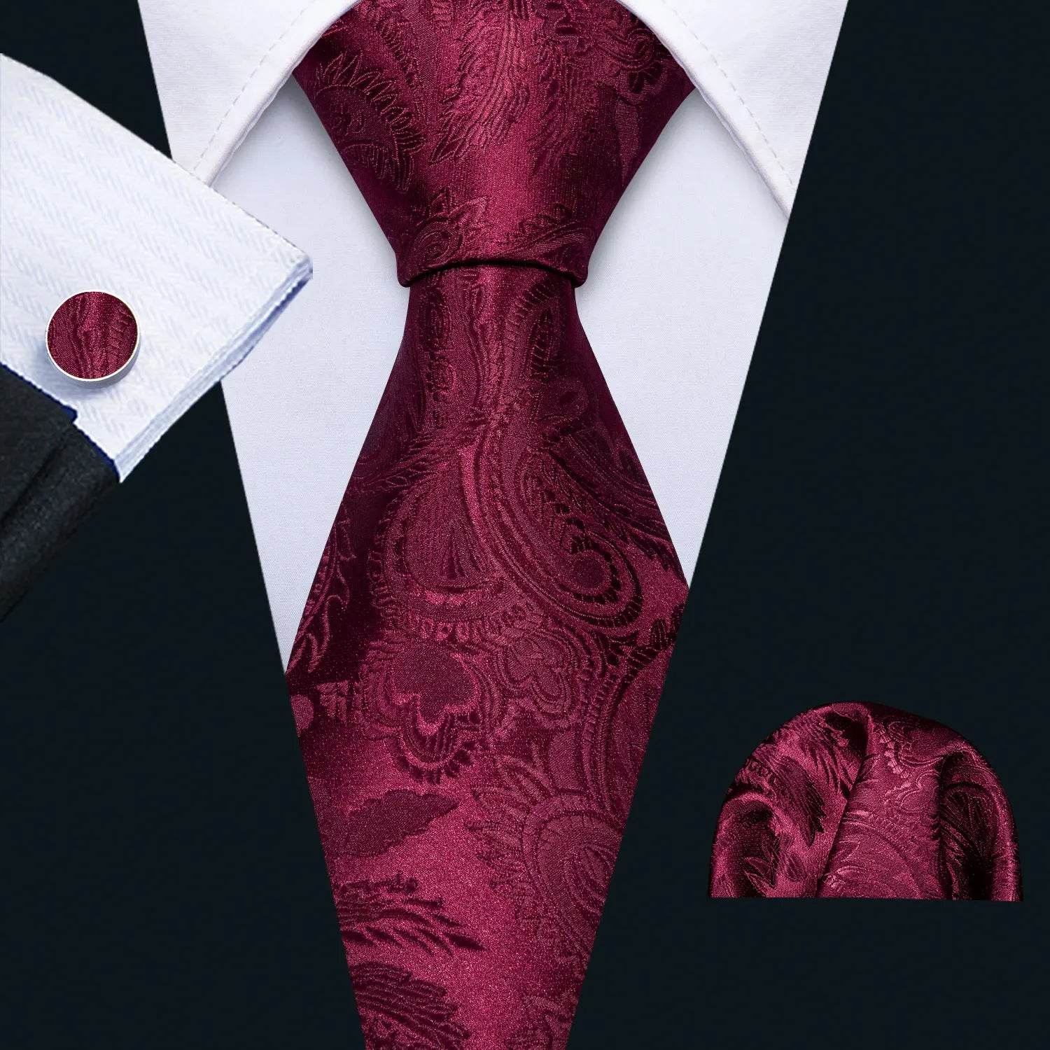 Red Plaid Silk Tie Set for Men - VacationGrabs