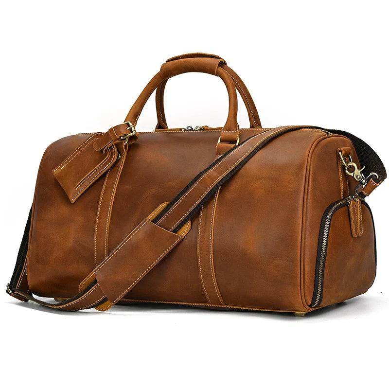 Duffel Bag for Men Crazy Horse Leather - VacationGrabs