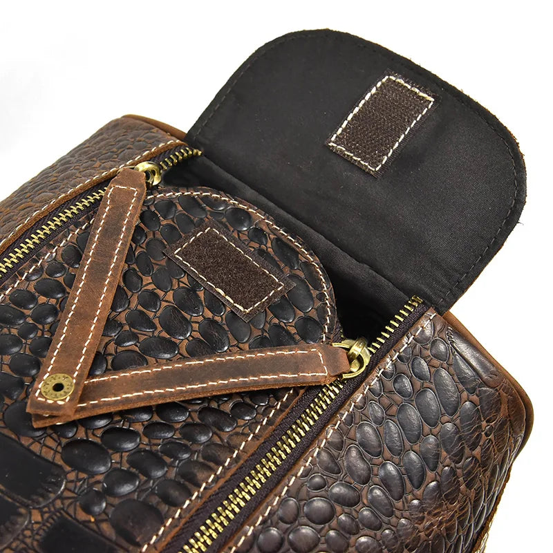 Rolling Genuine leather hand luggage travel bag with wheels