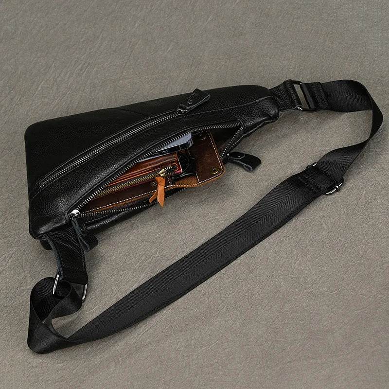 Casual Men’s Shoulder Bag Genuine Leather Crossbody Sling Bag - VacationGrabs