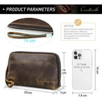 Brown Genuine Leather Clutch Bag for Travel & Toiletries - VacationGrabs