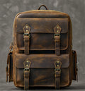 Men's Vintage Crazy Horse Leather Backpack, 17" Laptop Bag