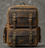 Men's Vintage Crazy Horse Leather Backpack, 17" Laptop Bag