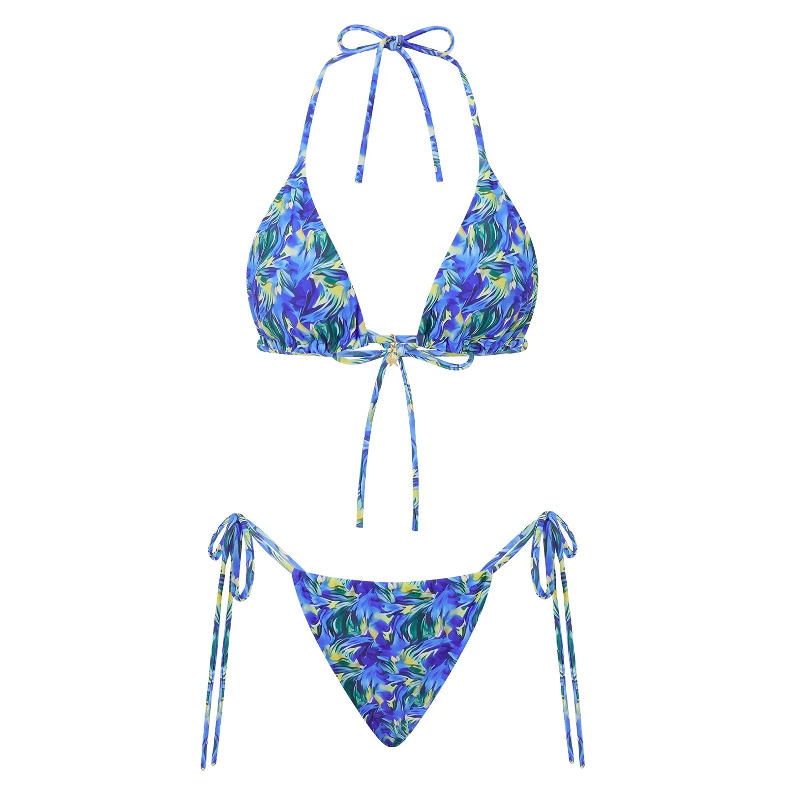 VacationGrabs Women 2 Pieces Bikini Swimsuit Spaghetti Strap Top Tie Side Triangle G-Thong Bathing Suit Beach Holiday Swimwear
