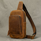 Men's Genuine Leather Sling Bag – Vintage Crossbody Chest Pack
