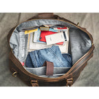 Men's Dark Brown Leather Travel Duffle Bag