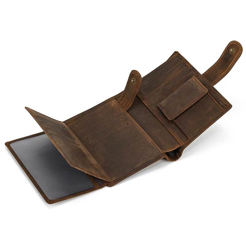 Vintage Leather Short Wallet for Men with Clip Bifold Coin Purse Pocket - VacationGrabs