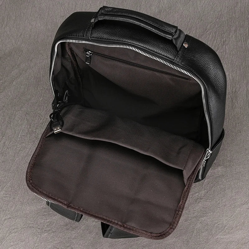 Genuine Leather School Bag Men 14" 15" Laptop Travel