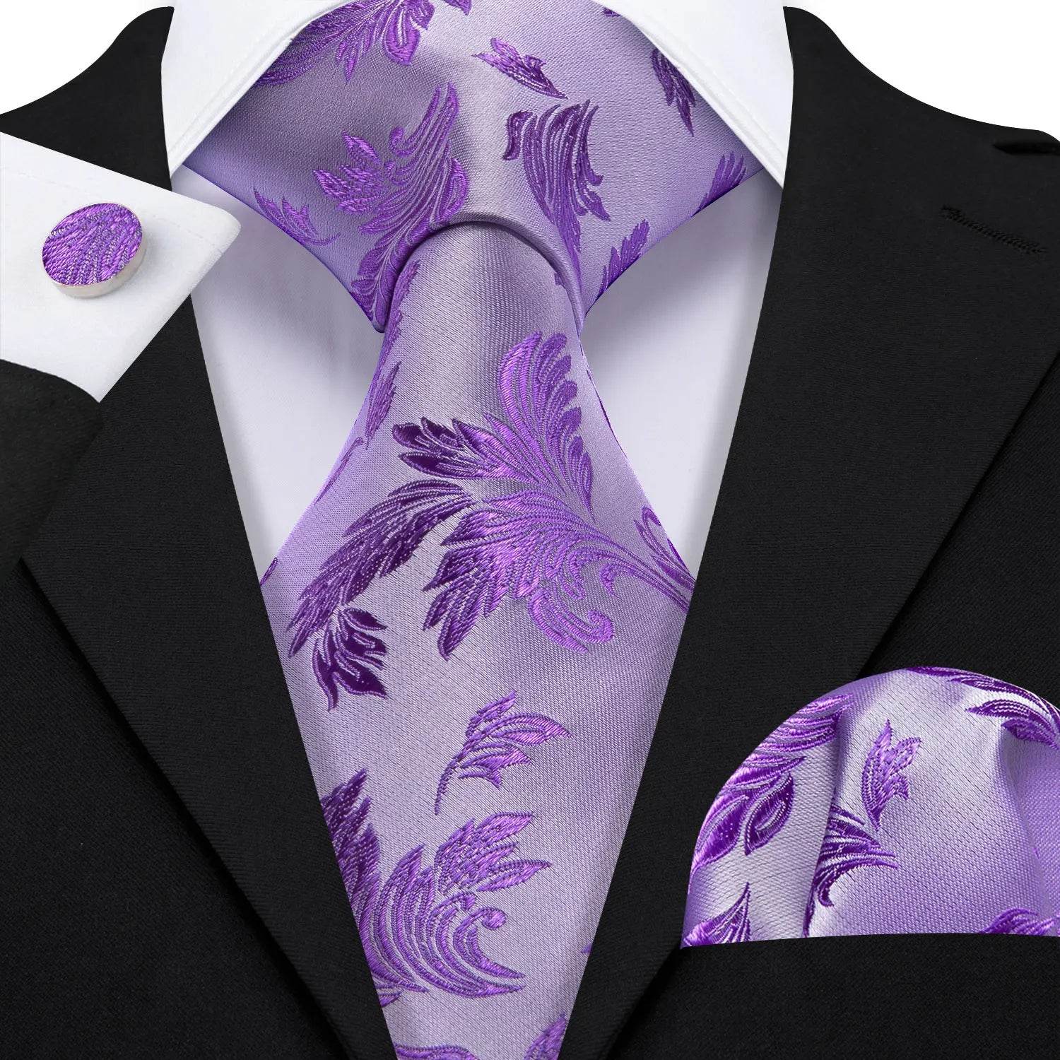 Floral Jacquard Silk Tie Set for Men - VacationGrabs