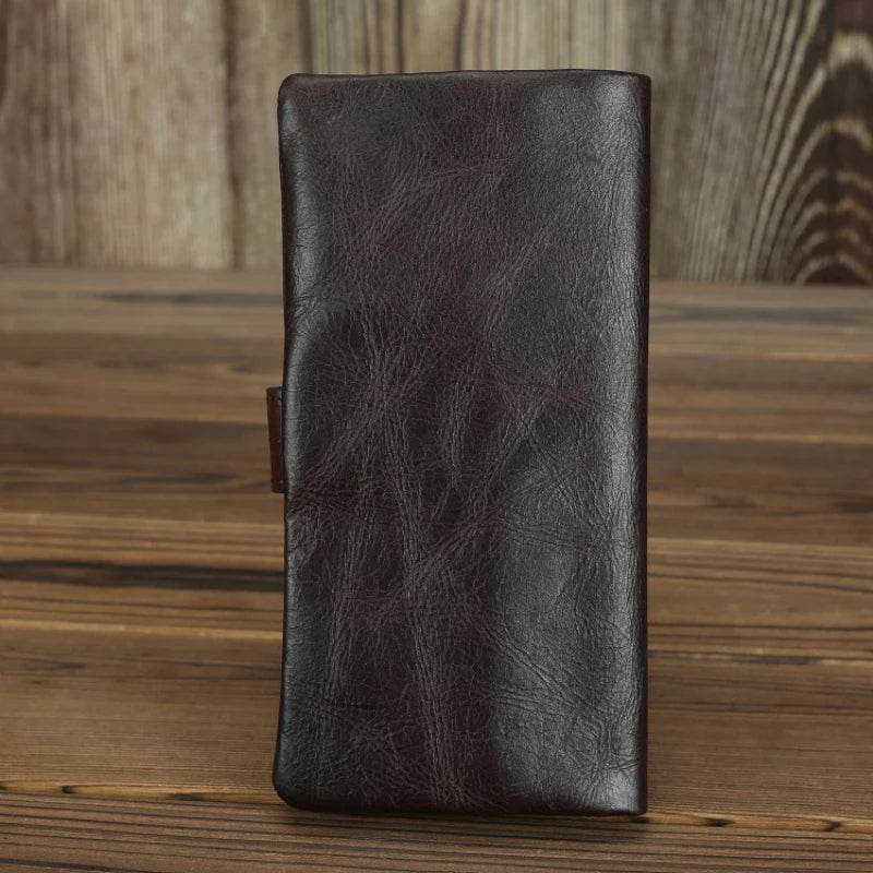 Genuine Leather Long Wallet for Men & Women Cowhide Anti-Theft Purse - VacationGrabs