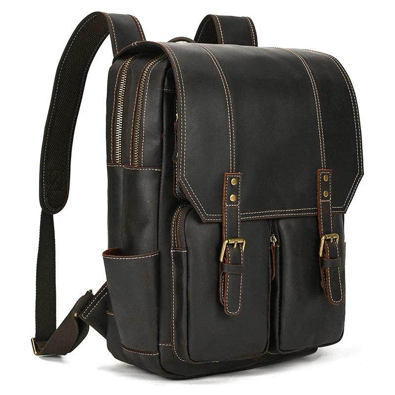 Leather Backpack Luxury Male Real Leather Travel Day Bag - VacationGrabs