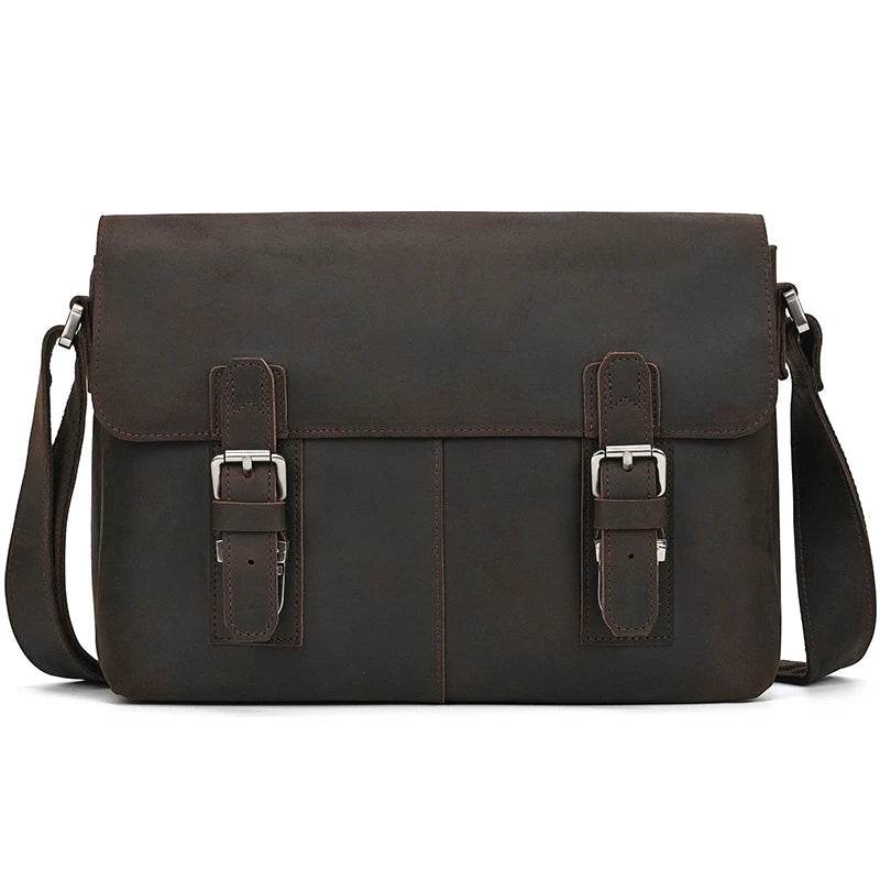 Genuine Leather Shoulder Bag – Retro Men's Crossbody with Handle - VacationGrabs