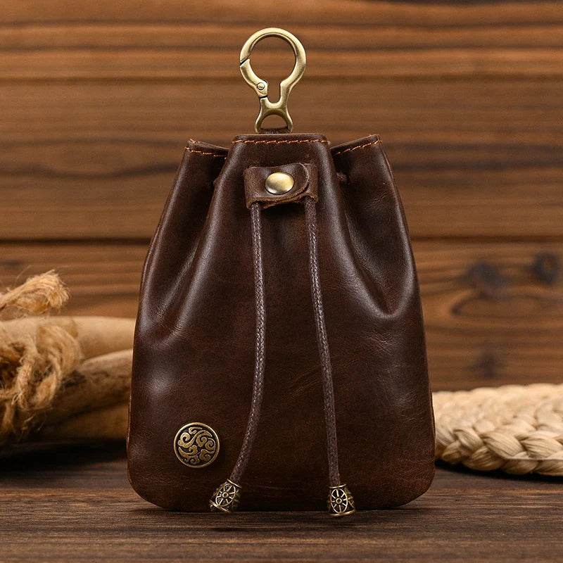 Handmade Leather Mini Coin Pouch for Men Women Vintage Wallet - VacationGrabs