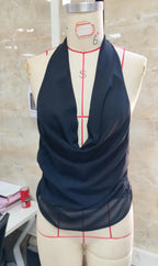 VacationGrabs Women Trendy Halter Tops Summer Ruched Cowl Neck Backless Sleeveless Shirts for Streetwear Aesthetic Grunge Clothes