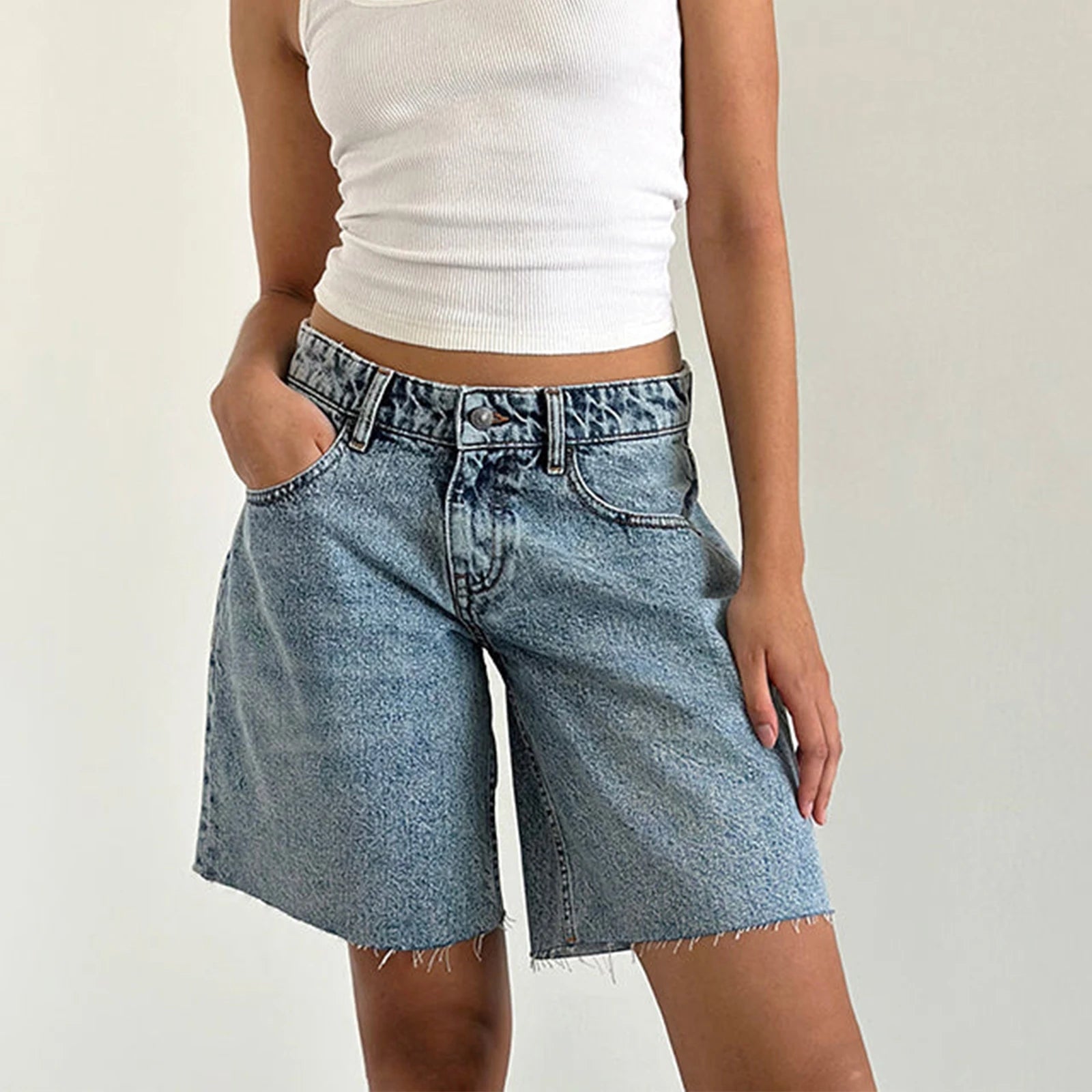 Women Y2k Carpenter Denim Shorts Casual Vintage Cow Girl Baggy High Rise Wide Leg Jean Jorts Prewashed Bermuda Short