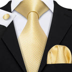 Gold & Beige Silk Tie Set for Men - VacationGrabs