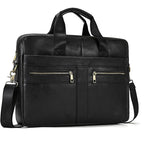 Serviette en cuir pour homme, sacoche pour ordinateur portable 15,6 pouces en cuir véritable