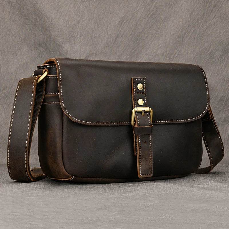 Cowhide Men’s Crossbody Bag Vintage Leather School Messenger Bag - VacationGrabs