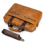 Maletín de cuero para hombre, bolso para portátil de 15,6", cuero de capa superior