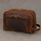 Genuine Leather Cosmetic Bag with Wrist Belt for Men & Women - VacationGrabs