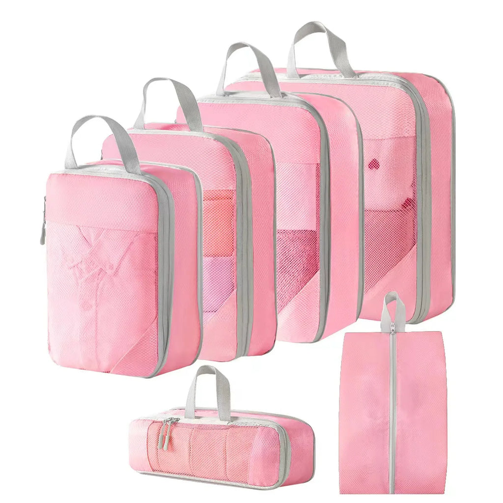 Pink compression packing cubes for travel, durable and lightweight