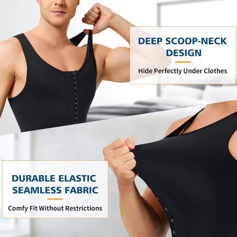 Men's Sleeveless Compression Bodysuit - Tummy Control Shaper