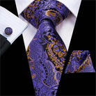 Purple Paisley Silk Tie Set for Men - VacationGrabs