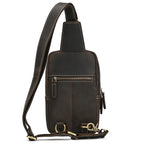 Crazy Horse Leather Chest Sling Bag | Retro Crossbody Pack