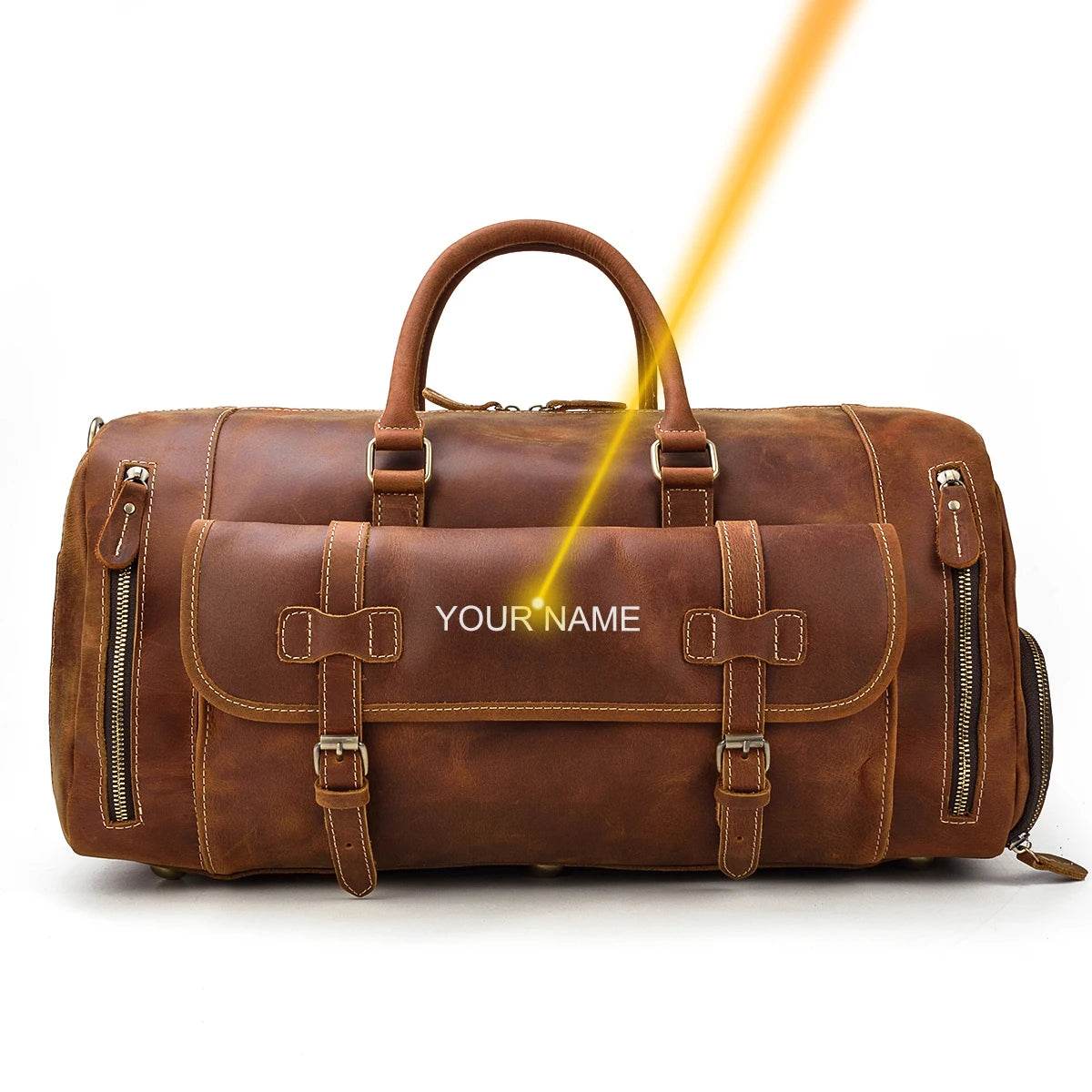 Vintage Men’s Leather Travel Bag Large Duffle with Shoe Compartment - VacationGrabs