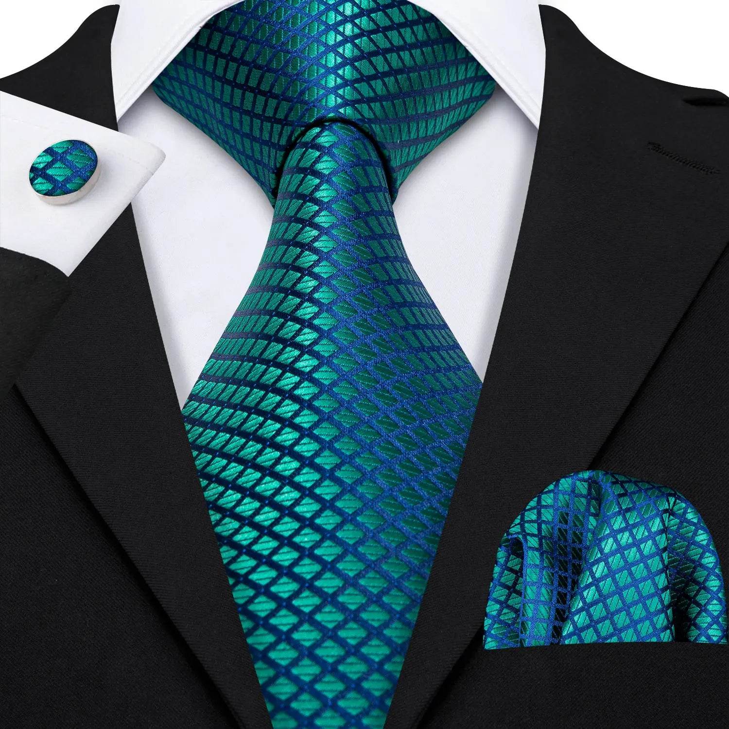 Green Silk Tie Set for Men: Multiple Shades Available - VacationGrabs