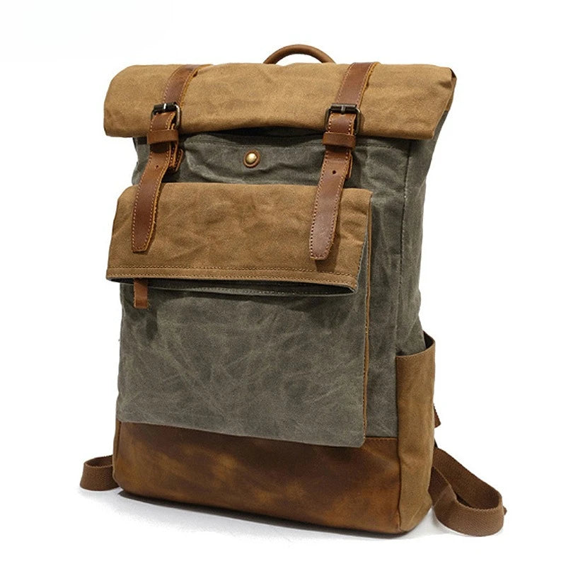 Men's Crazy Horse Leather Travel Backpack, 20-35L