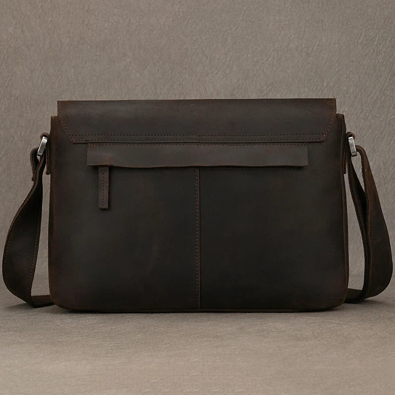 Top Leather Crazy Horse Leather 9.7" Ipad Shoulder Bag For