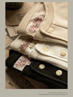 Red Tornado Short Sleeve Henley T-Shirt Heavyweight Cotton Every Day Tee Amekaji