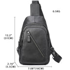 Man's Sling Bag Genuine Leather Chest Bag Crossbody for Gym - VacationGrabs